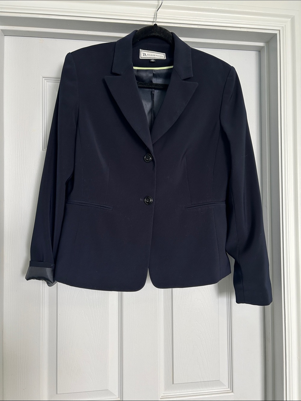 {Travis Ayers} Navy Button Blazer Vintage with shoulder pads